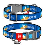 Нашийник для собак нейлоновий WAUDOG Nylon з QR-паспортом, малюнок "Прапор", пластиковий фастекс, L, Ш 25 мм, Дл 31-49 см