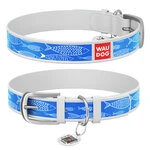 Нашийник WAUDOG Design з малюнком "Риба", преміум шкіра, металевий пряжка (ширина 12 мм, довжина 21-29 см), білий