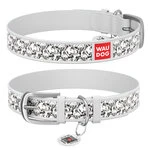 Нашийник WAUDOG Design з малюнком "Вірність", преміум шкіра, металевий пряжка (ширина 12 мм, довжина 21-29 см), білий