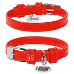 Нашийник для собак шкіряний WAUDOG Glamour з QR паспортом, без прикрас, Ш 12 мм, Дл 21-29 см, червоний