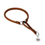 Ошейник-удавка для собак кожаный WAUDOG Soft с QR паспортом, круглый, Д 13 мм, Дл 61-70 см, коричневый