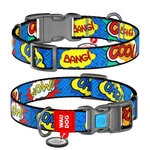 Нашийник для собак нейлоновий WAUDOG Nylon з QR паспортом, малюнок "ВАУ", пластиковий фастекс, Ш 25 мм, Дл 35-58 см