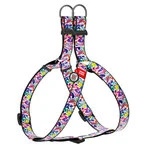 Шлея для собак анатомическая WAUDOG Nylon c QR паспортом, рисунок "Волшебные цветы", пластиковый фастекс, Ш 25 мм, Дл 60-90 см