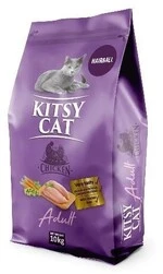 Повнораціонний сухий корм для дорослих котів всіх порід з функцією виведення комочків шерсті Kitsy 10 кг