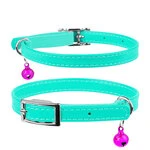 Ошейник для котов кожаный WAUDOG Glamour с QR паспортом, без украшений, Ш 9 мм, Дл 17-20 см, ментоловый