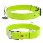 Нашийник для собак шкіряний WAUDOG Glamour з QR паспортом, без прикрас, Ш 25 мм, Дл 38-49 см, салатовий