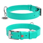 Нашийник для собак шкіряний WAUDOG Glamour з QR паспортом, без прикрас, Ш 25 мм, Дл 38-49 см, ментоловий