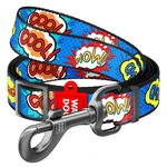 Поводок для собак нейлоновый WAUDOG Nylon, рисунок "ВАУ", регулируемый, Ш 15 мм, Дл 152-183 см