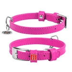 Нашийник для собак шкіряний WAUDOG Glamour з QR паспортом, без прикрас, Ш 15 мм, Дл 27-36 см, рожевий