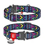 Нашийник для собак нейлоновий WAUDOG Nylon з QR паспортом, малюнок "Інді", металевий пряжка-фастекс, Ш 20 мм, Дл 24-40 см