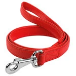 Поводок для собак кожаный WAUDOG Glamour, Ш 18 мм, Дл 122 см, красный