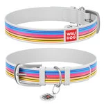 Нашийник WAUDOG Design з малюнком "Лінії 1", преміум шкіра, металевий пряжка (ширина 12 мм, довжина 21-29 см), білий