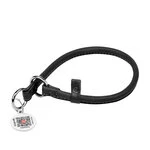 Ошейник-удавка рывковый для собак кожаный WAUDOG Soft с QR паспортом, круглый, Д 13 мм, Дл 70 см, черный