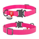 Ошейник для собак водостойкий WAUDOG Waterproof c QR-паспортом, металлическая пряжка-фастекс, Ш 25 мм, Дл 31-49 см, розовый