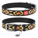 Ошейник WAUDOG Design с рисунком "Змея", премиум кожа, металлическая пряжка (ширина 20 мм, длина 30-39 см), черный