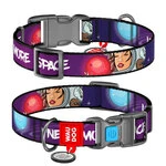 Нашийник для собак нейлоновий WAUDOG Nylon з QR-паспортом, малюнок "Більше космосу", пластиковий фастекс, L, Ш 25 мм, Дл 31-49 см