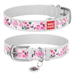 Нашийник WAUDOG Design з малюнком "Ніжність", преміум шкіра, металевий пряжка (ширина 35 мм, довжина 46-60 см), білий