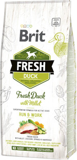 Сухий корм для активних дорослих собак Brit Fresh Active Run & Work з качкою та пшоном 12 кг (8595602530816)