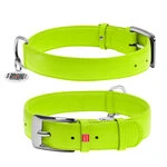 Нашийник для собак шкіряний WAUDOG Glamour з QR паспортом, без прикрас, Ш 35 мм, Дл 46-60 см, салатовий