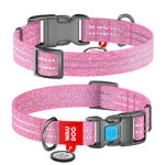 Ошейник для собак из восстановленного хлопка WAUDOG Re-cotton с QR паспортом, светоотражающий, пластиковый фастекс, Ш 25 мм, Дл 31-49 см, розовый