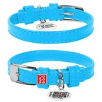 Нашийник для собак шкіряний WAUDOG Glamour з QR паспортом, без прикрас, Ш 12 мм, Дл 21-29 см, блакитний