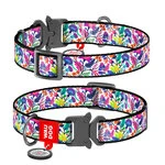 Нашийник для собак нейлоновий WAUDOG Nylon з QR паспортом, малюнок "Чарівні квіти", металевий пряжка-фастекс, Ш 25 мм, Дл 35-58 см