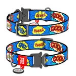 Нашийник для собак нейлоновий WAUDOG Nylon з QR паспортом, малюнок "ВАУ", металевий пряжка-фастекс, Ш 25 мм, Дл 31-49 см