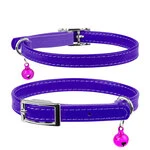 Ошейник для котов кожаный WAUDOG Glamour с QR паспортом, без украшений, Ш 9 мм, Дл 22-30 см, фиолетовый