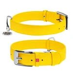 Нашийник для собак шкіряний WAUDOG Glamour з QR паспортом, без прикрас, Ш 35 мм, Дл 46-60 см, жовтий