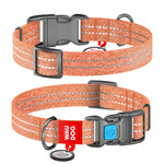 Ошейник для собак из восстановленного хлопка WAUDOG Re-cotton с QR паспортом, светоотражающий, пластиковый фастекс, Ш 15 мм, Дл 23-35 см, оранжевый