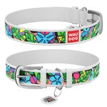 Нашийник WAUDOG Design з малюнком "Емаль", преміум шкіра, металевий пряжка (ширина 15 мм, довжина 27-36 см), білий