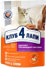 Сухой корм для взрослых кошек Club 4 Paws (Клуб 4 Лапы) Премиум. Поддержка здоровья мочеиспускательной системы 900 г