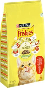 Сухой корм для взрослых кошек Purina Friskies с говядиной, курицей и овощами 10 кг