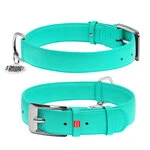 Нашийник для собак шкіряний WAUDOG Glamour з QR паспортом, без прикрас, Ш 35 мм, Дл 46-60 см, ментоловий