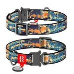 Нашийник для собак нейлоновий WAUDOG Nylon з QR паспортом, малюнок "Бетмен Джинс", металевий фастекс-пряжка, Ш 15 мм, Дл 23-35 см