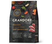 Сухой корм для взрослых собак средних и крупных Grandorf FRESH DUCK &amp; SWEET POTATO ADULT DOG MEDIUM &amp; MAXI с уткой 3 кг