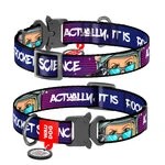 Нашийник для собак нейлоновий WAUDOG Nylon з QR-паспортом, малюнок "Космос. Ракетобудування", металевий пряжка-фастекс, S, Ш 15 мм, Дл 23-35 см