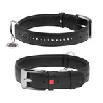 Ошейник для собак кожаный WAUDOG Glamour с QR паспортом, двойной со стразами, Ш 20 мм, Дл 30-39 см, черный