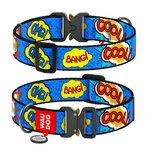 Нашийник для собак нейлоновий WAUDOG Nylon з QR паспортом, малюнок "ВАУ", металевий пряжка-фастекс, XXL, Ш 35 мм, Дл 43-70 см