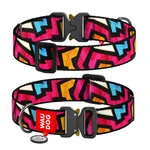 Нашийник для собак нейлоновий WAUDOG Nylon з QR паспортом, малюнок "Графіті", металевий фастекс, XXL, Ш 35 мм, Дл 43-70 см