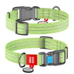 Ошейник для собак из восстановленного хлопка WAUDOG Re-cotton с QR паспортом, светоотражающий, пластиковый фастекс, Ш 25 мм, Дл 35-58 см, салатовый