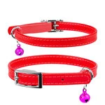 Ошейник для котов кожаный WAUDOG Glamour с QR паспортом, без украшений, Ш 9 мм, Дл 22-30 см, красный