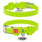 Нашийник для собак шкіряний WAUDOG Glamour з QR паспортом, без прикрас, Ш 9 мм, Дл 19-25 см, салатовий