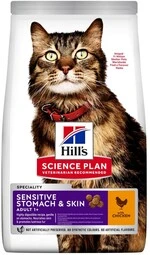 Сухой корм для кошек с чувствительным пищеварением и кожей Hill's Science Plan Adult Sensitive Stomach&amp;Skin с курицей 1.5 кг