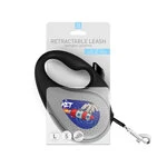 Поводок-рулетка для собак WAUDOG R-leash, рисунок "Космос. Ракета", светоотражающая лента, L, до 50 кг, 5 м, черный