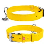 Нашийник для собак шкіряний WAUDOG Glamour з QR паспортом, без прикрас, Ш 25 мм, Дл 38-49 см, жовтий