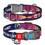 Нашийник для собак нейлоновий WAUDOG Nylon з QR-паспортом, малюнок "Космос. Ракета", пластиковий фастекс, S, Ш 15 мм, Дл 23-35 см