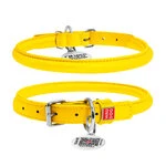 Нашийник для собак шкіряний WAUDOG Glamour з QR паспортом, круглий, Д 10 мм, Дл 33-41 см, жовтий