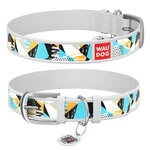 Нашийник WAUDOG Design з малюнком "Абстракція", преміум шкіра, металевий пряжка (ширина 12 мм, довжина 21-29 см), білий