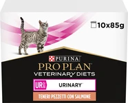 Упаковка влажного диетического корма для кошек Purina Pro Plan Veterinary Diets UR ST/OX Urinary для растворения и снижения образования струвитных камней с лососем 10 x 85 г